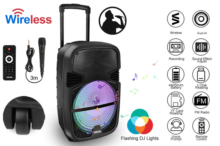 Super loud bluetooth speaker w// mic loud n bright wireless. Karaoke speaker