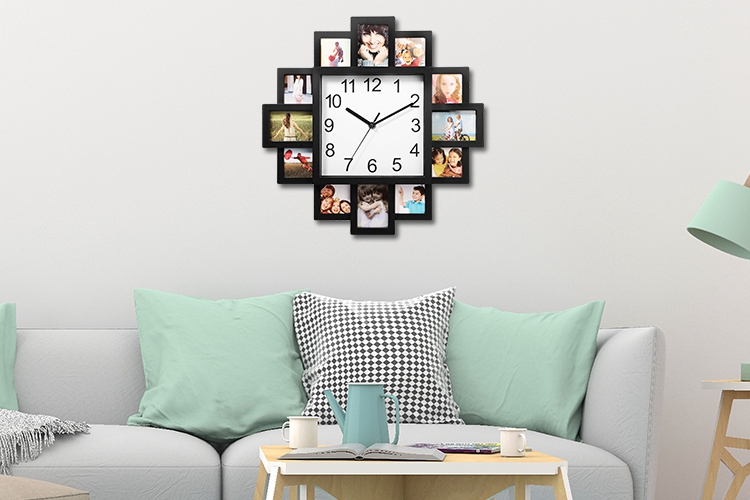 Details About 12 Pictures Wall Clock Photo Frame Art Home Decor Hanging New