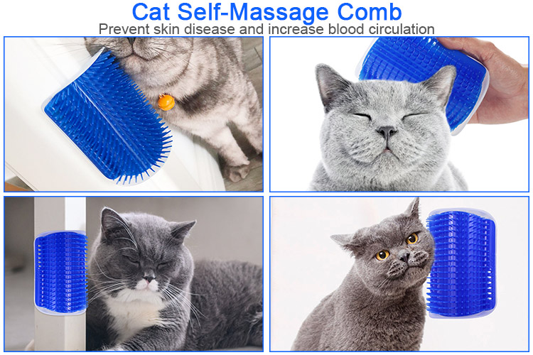 Cat Pet Self Groomer Brush Wall Corner Grooming Hair Fur Comb