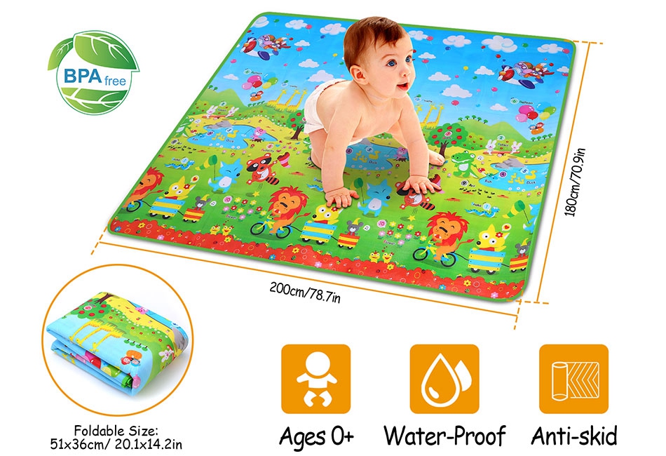 Foldable Play Mat Bpa Free Non Toxic Reversible Baby Mats For