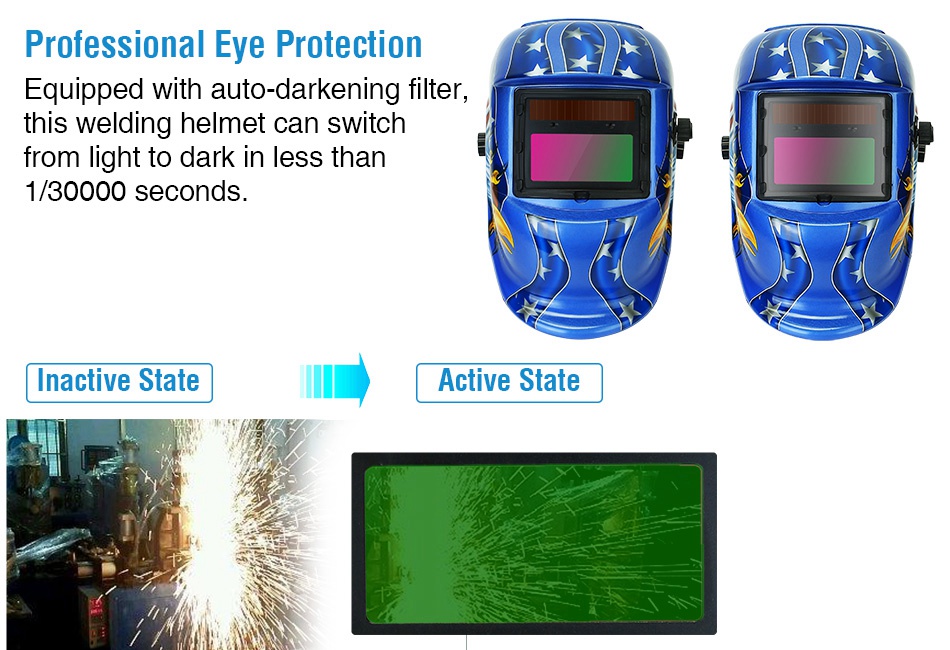 thumbnail image 2 of Imeshbean Auto-Darkening Welding Helmet – Solar & Battery Powered, 2 Sensors, Adjustable Shade 9-13 2 of 4
