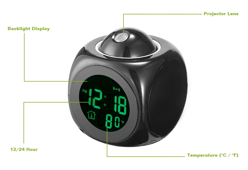 Alarm Clock Led Wall Ceiling Projection Lcd Digital Voice Talking