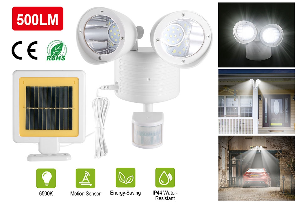 Details About Dual Head Motion Sensor 22 Led Light Security Floodlight Outdoor Solar Power Us