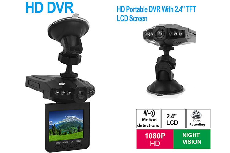 Cámara en Tablero Coche Cámara Hd Dvr Portable 2.4/" Pantalla TFT