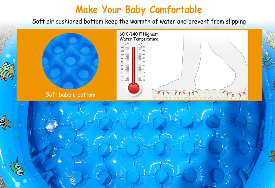 51 Inflatable Swimming Pool Durable Blow Up Pool Children Toddler