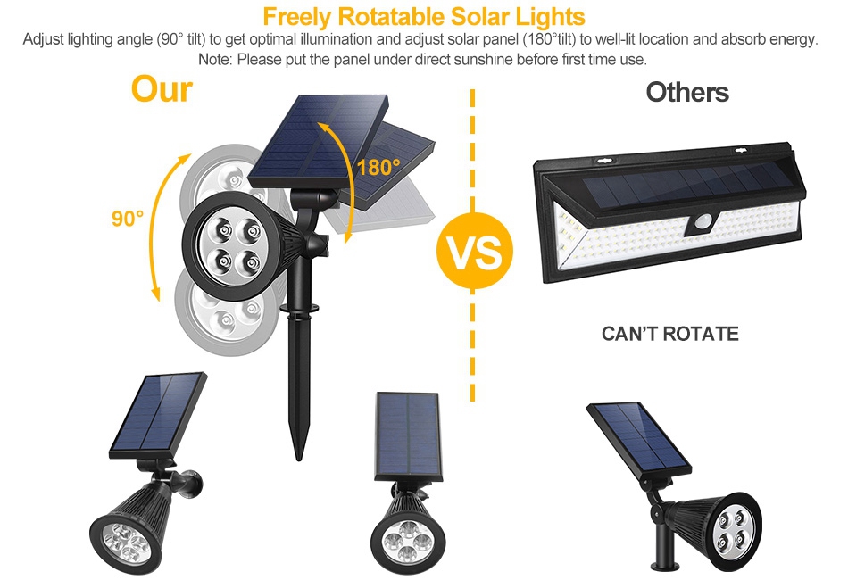 2-Pack Solar Spotlight 4 LED Outdoor Garden Dusk To Dawn