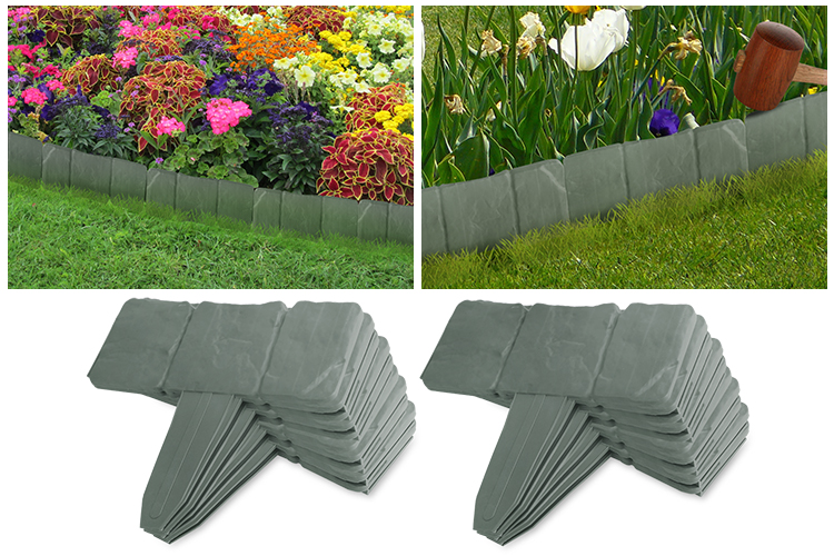 20pcs Border Edging Plastic Fence Panel Stone Lawn Yard