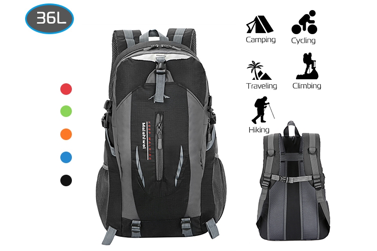 36L Nylon Travel Backpack Waterproof Outdoor Rucksack Men
