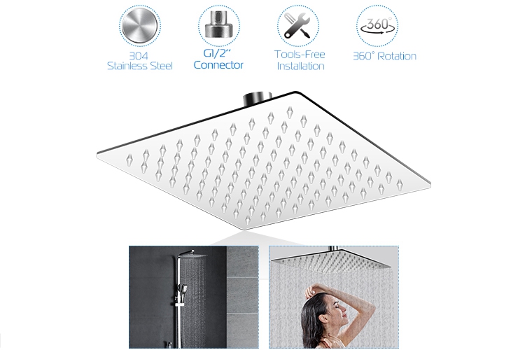 Details About 8 Square Stainless Steel Rain Shower Head Rainfall Bathroom Top Ceiling Sprayer