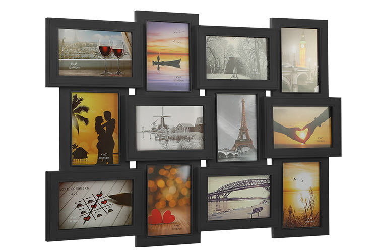 Multi Photo Picture Frame 4 Apertures 12x8 Photos in a 33mm White Wood Frame  