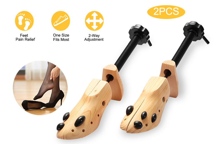 2-Way Wooden Shoe Stretcher (Men's 9-13 US) – Adjustable Boot & Sneaker Expander, 2 Pack