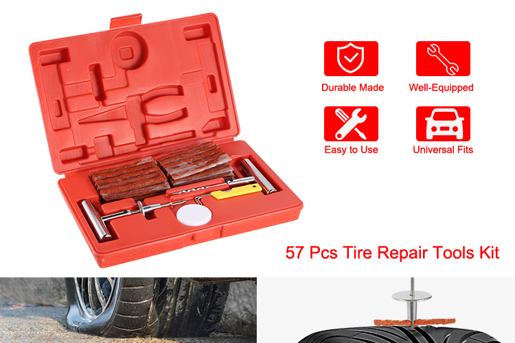 57pc Tire Repair Kit DIY Flat Tire Repair Car Truck Motorcycle Home Plug Patch
