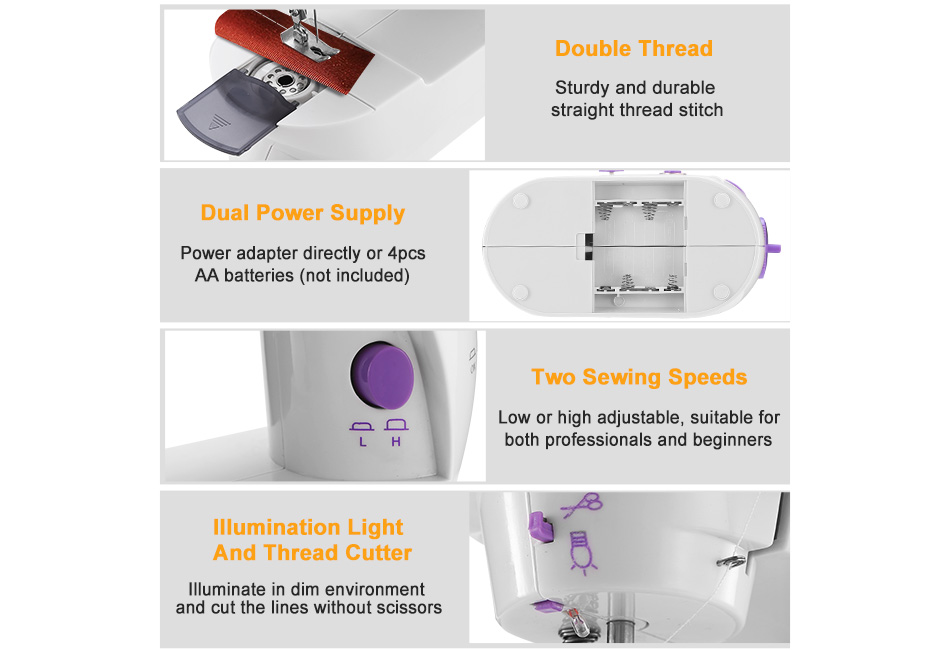 Mini Desktop Electric Sewing Machine Portable 2 Speed Held