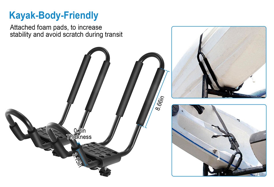 Sepeda 2 Pair J-Bar Kayak Roof Rack Carrier For Kayaks Canoe Boat Surf Ski Roof Top Mounted On Suv Car Truck Crossbar