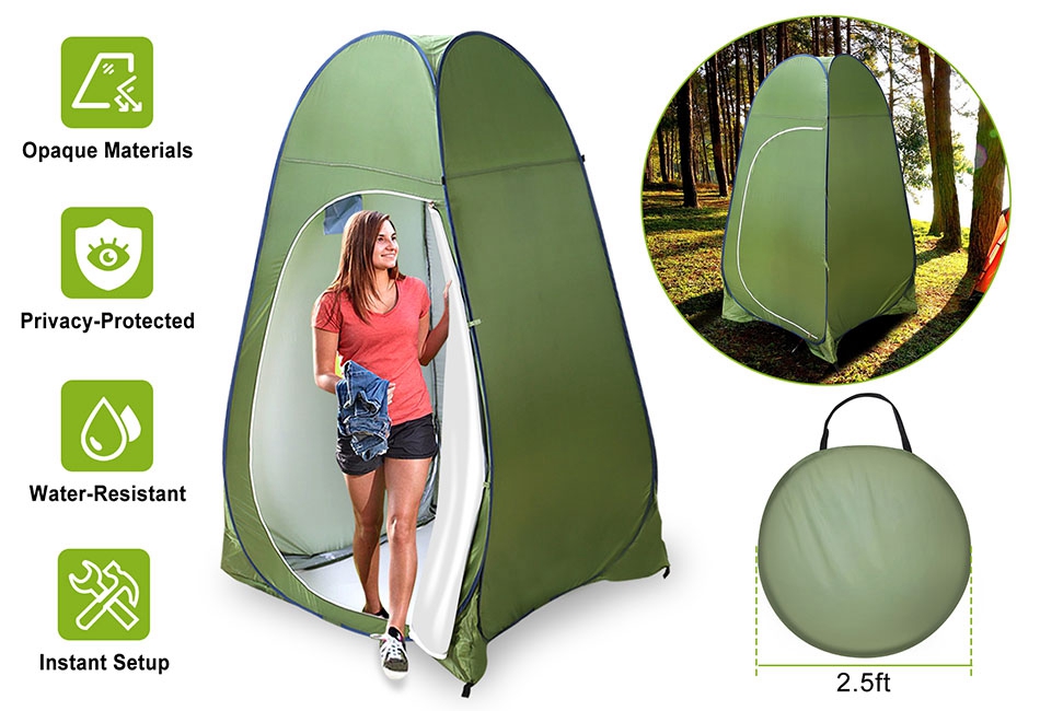 Outdoor Camping Kit Pop Up Privacy Tent With Folding Toilet Potty Urinal  Seats 