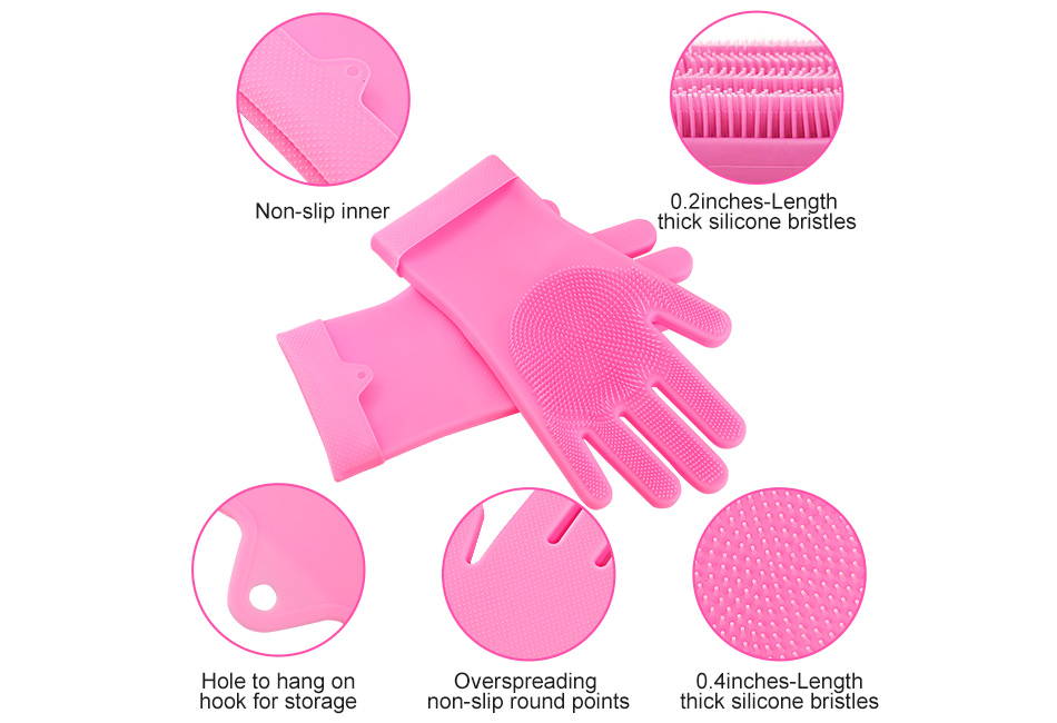ABYANK Silicone Dishwashing Gloves - Reusable, Long Rubber Gloves For Cleaning, Pet Bathing (Blue)