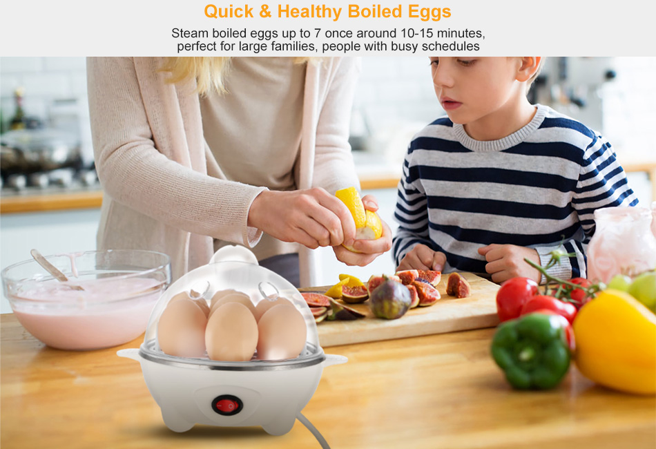 Electric Egg Cooker Steamer w/ Auto-Off Hard Egg Boiler for 7 Eggs Food-grade