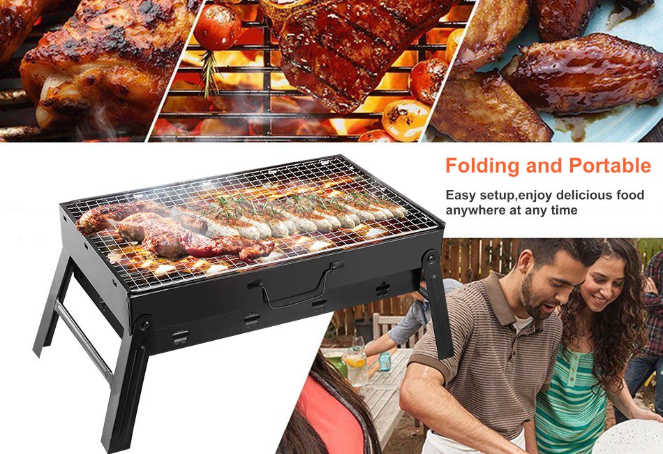 Foldable BBQ Barbecue Grill Compact Charcoal Stove Shish