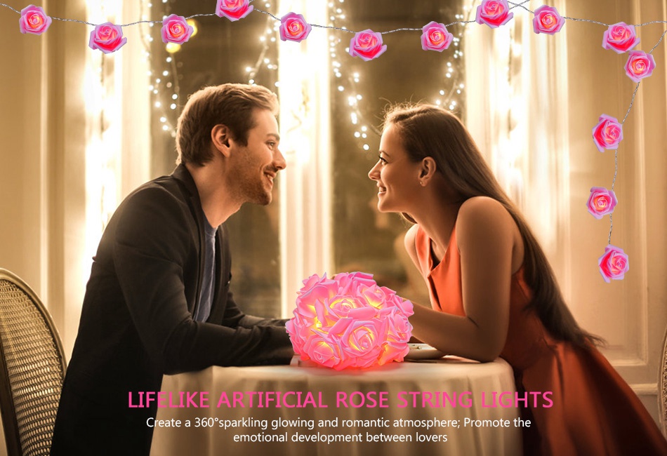 Fantes LED Pink Blumen-Lichterkette – Batteriebetriebene Deko Für Zimmer, Party & Garten