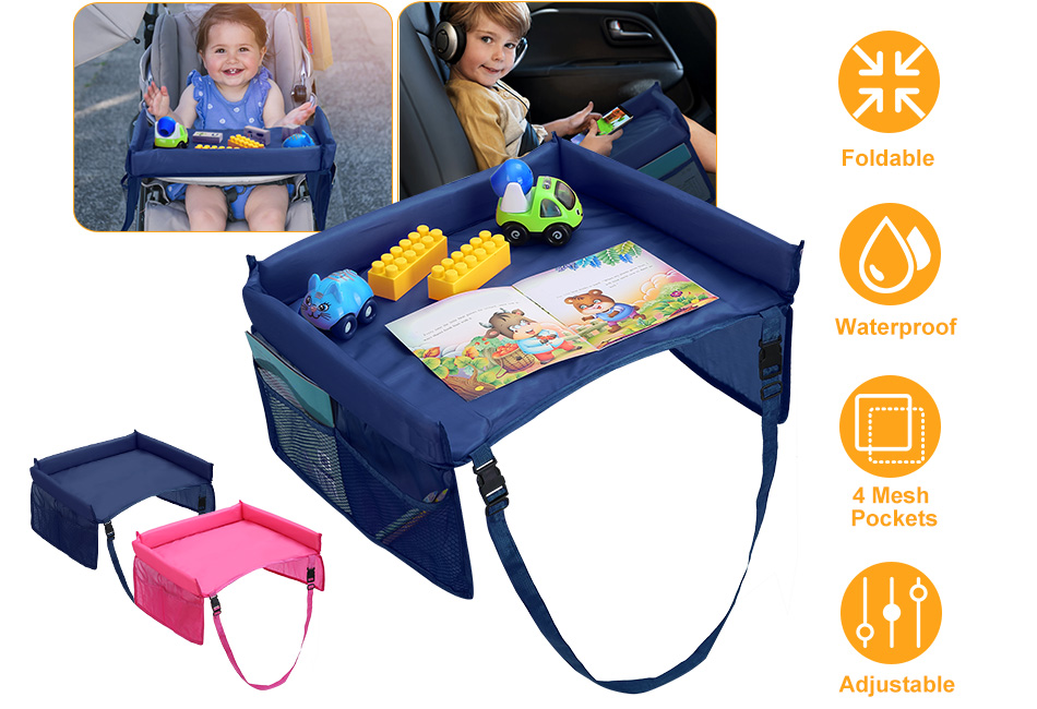 iMounTEK Portable Snack & Play Kids Travel Tray Blue