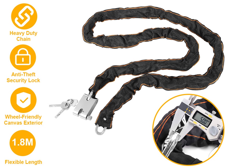 Heavy Duty Bicycle /& Motorbike Coil Security Lock Steel Cable Chain Key 1.2//1.8M