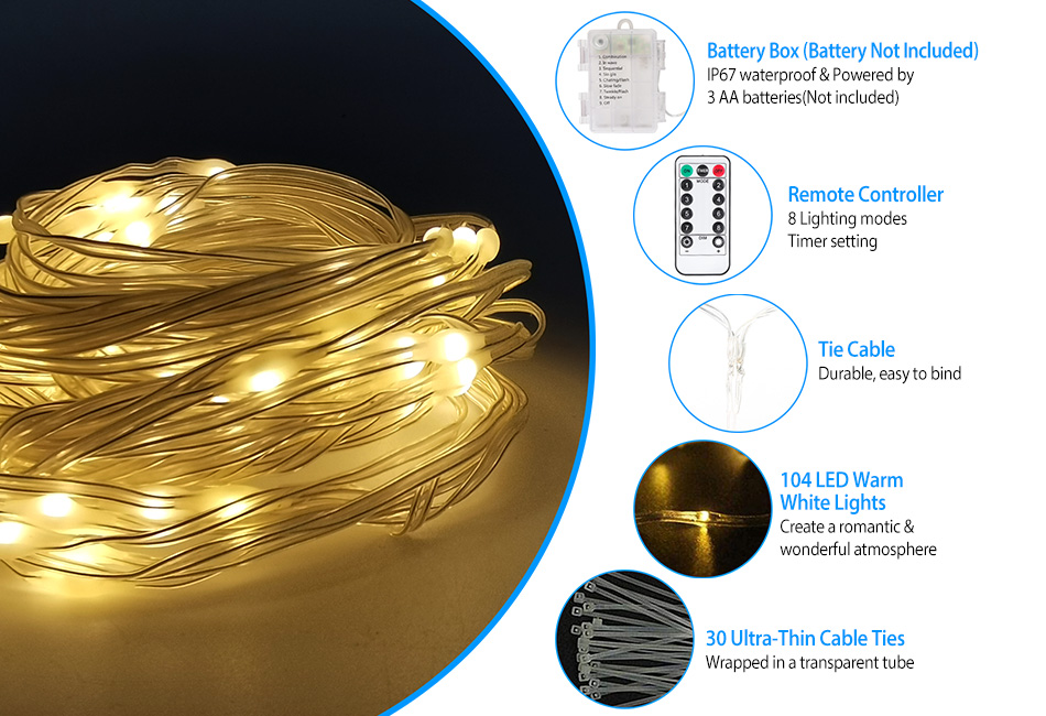 とりこさま専用品　パームライト-Palm Light Patio Umbrella String Lights 8 Lighting Mode 104 LED Lights