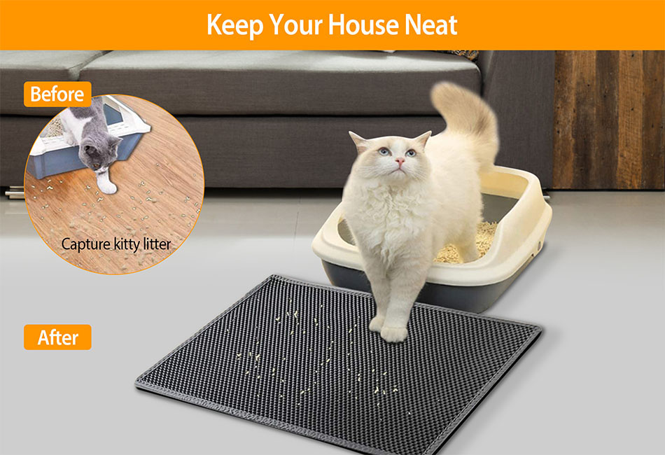 Cat Litter Mat EVA Double Layer Kitty Litter Trapper Carpet Urineproof