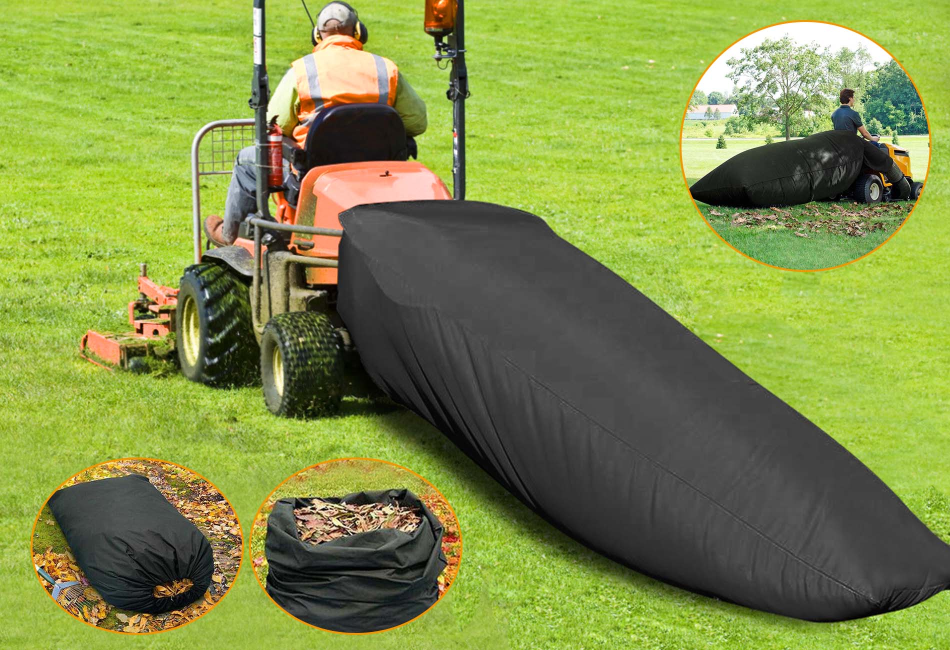 Lawn Tractor Leaf Bag Mower Catcher Garden Riding Grass Sweeper Rubbish