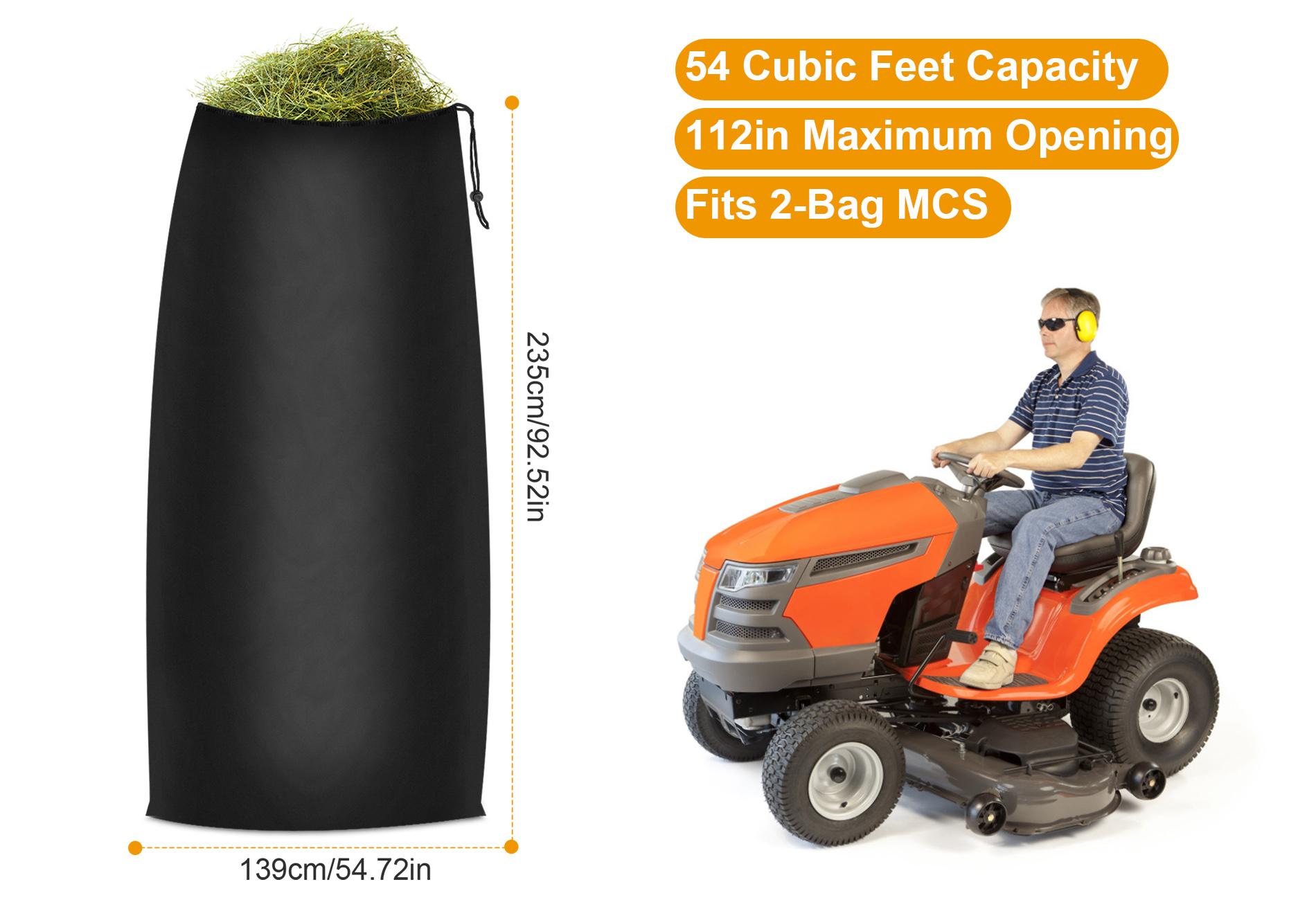 Leaf Bag Mower Catcher Bag Big Leaf Bag Attachment V-4 Riguas Lawn