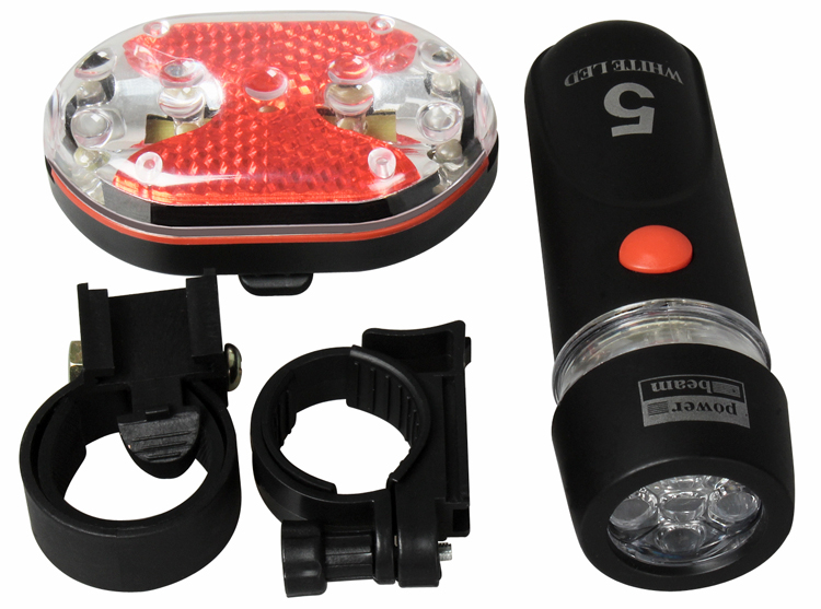 3 X Waterproof 5 LED Lamp Bike Bicycle Front Head Light+Rear Safety Flashlight