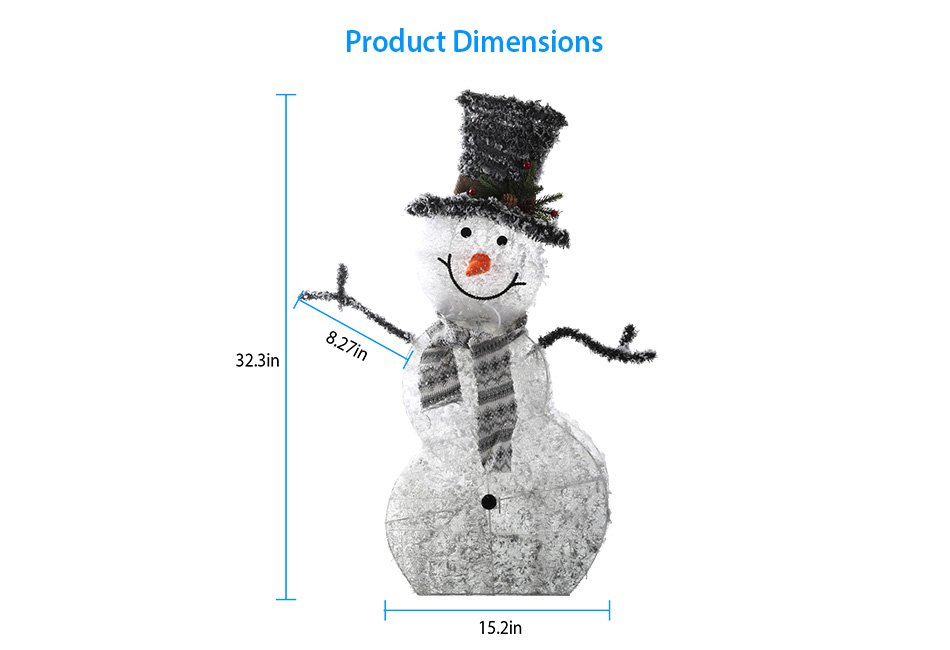 LED Christmas Snowman Lighted Up Collapsible Battery