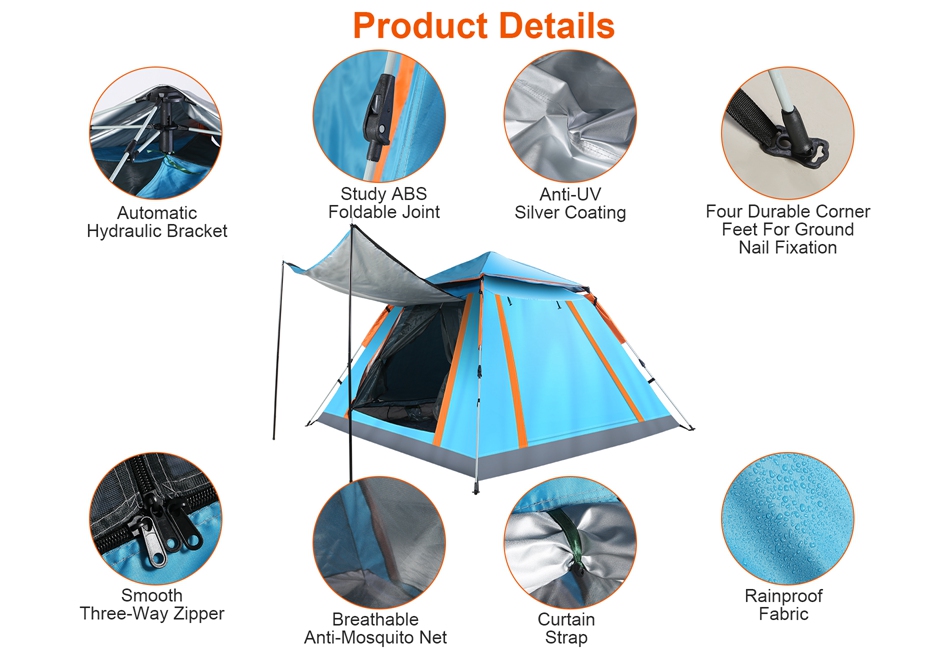Waterproof 4-5 Person Tent Hiking Camping Sun Shelter w/ 2