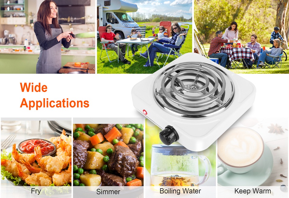 Portable Electric Stove Single/Dual Burner Travel Compact Small Hot Plate  Dorm