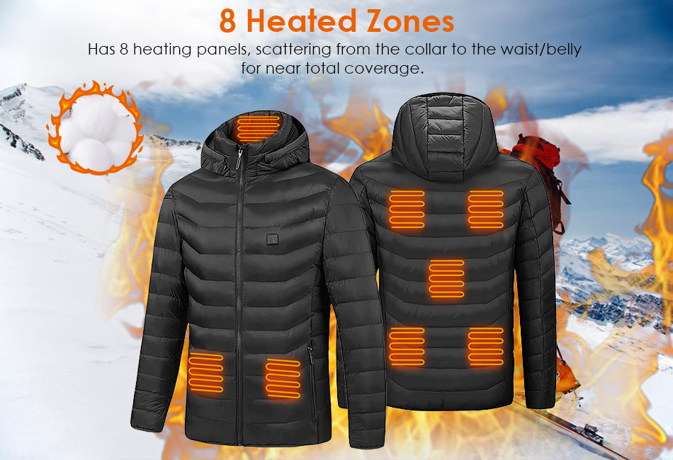 Heated Jacket 8 Heating Zones & Battery Pack Electric Heating Coat