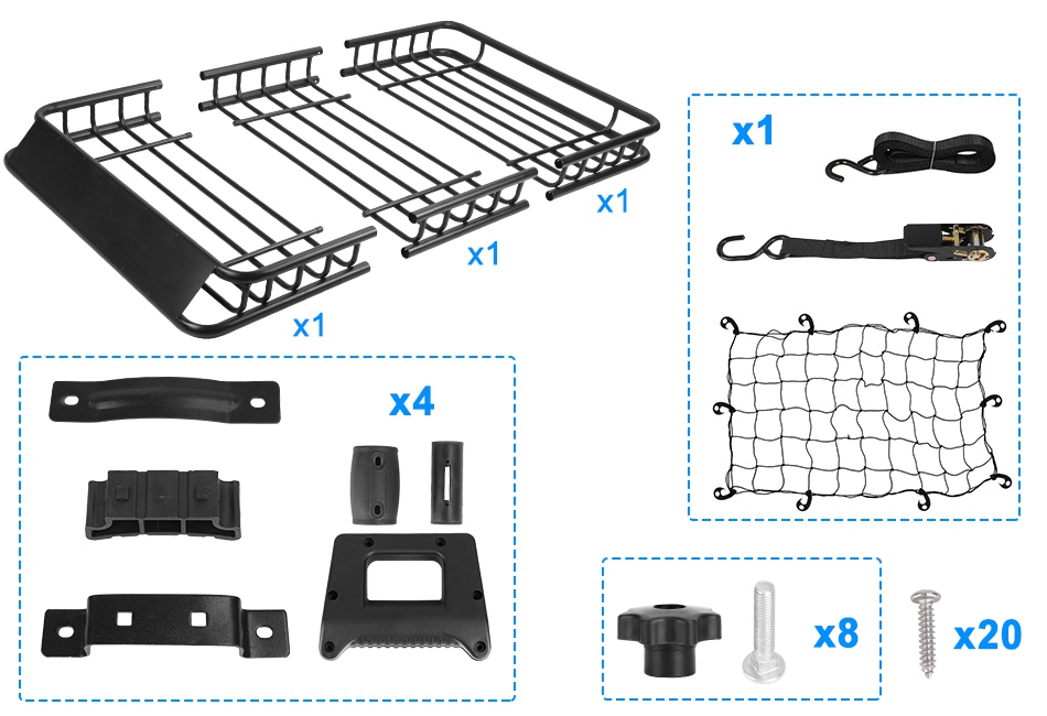 63x39x6.3in Universal Roof Rack Cargo Carrier Car Top Luggage