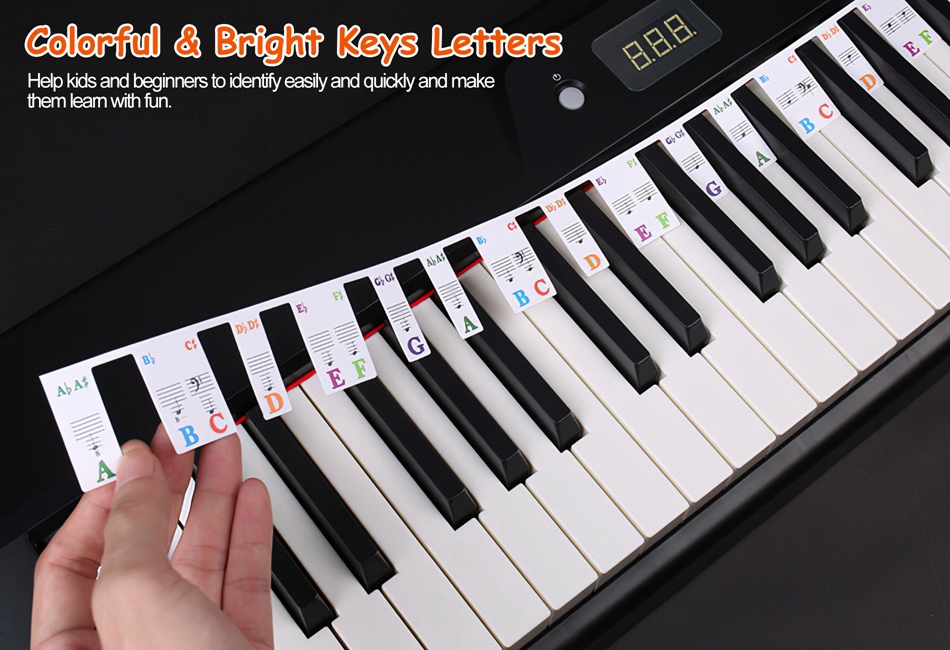 61/88-Key Removable Piano Keyboard Note Stickers Labels PVC Piano