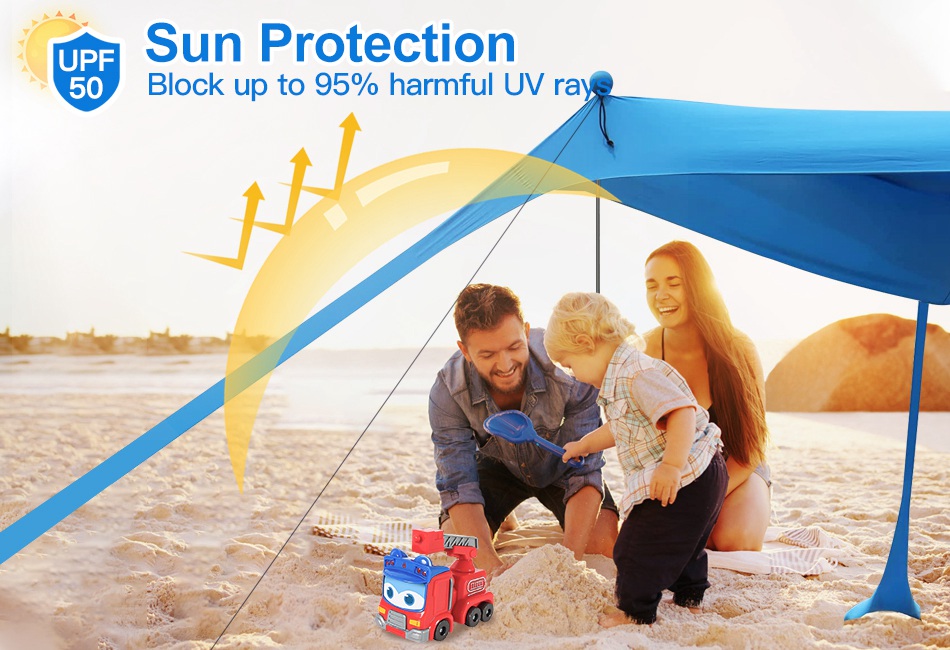 VIONMI Beach Canopy Beach Tent Pop Up Shade 10x10ft Sun