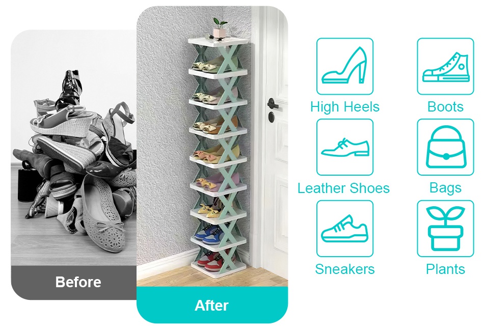 Patinao 2 Pack Sloping Narrow Shoe Rack 5 Free Standing Vertical Shoes Racks For Small Spaces Corner Storage Organizer Entryway Tall Slim Shelf Cabinet B