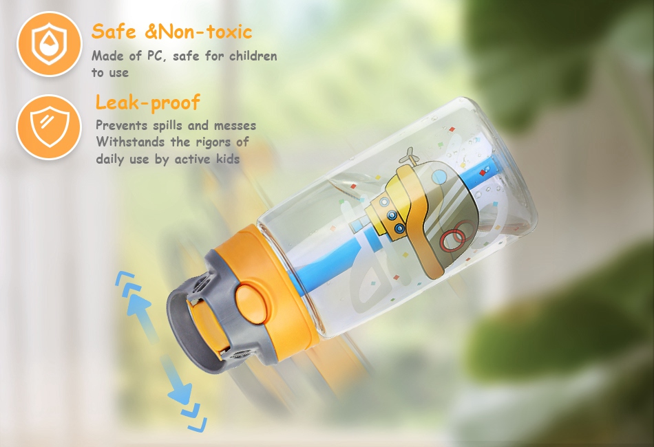 160z Kid's Cartoon Water Bottle with Straw & Easy-Clean Lid