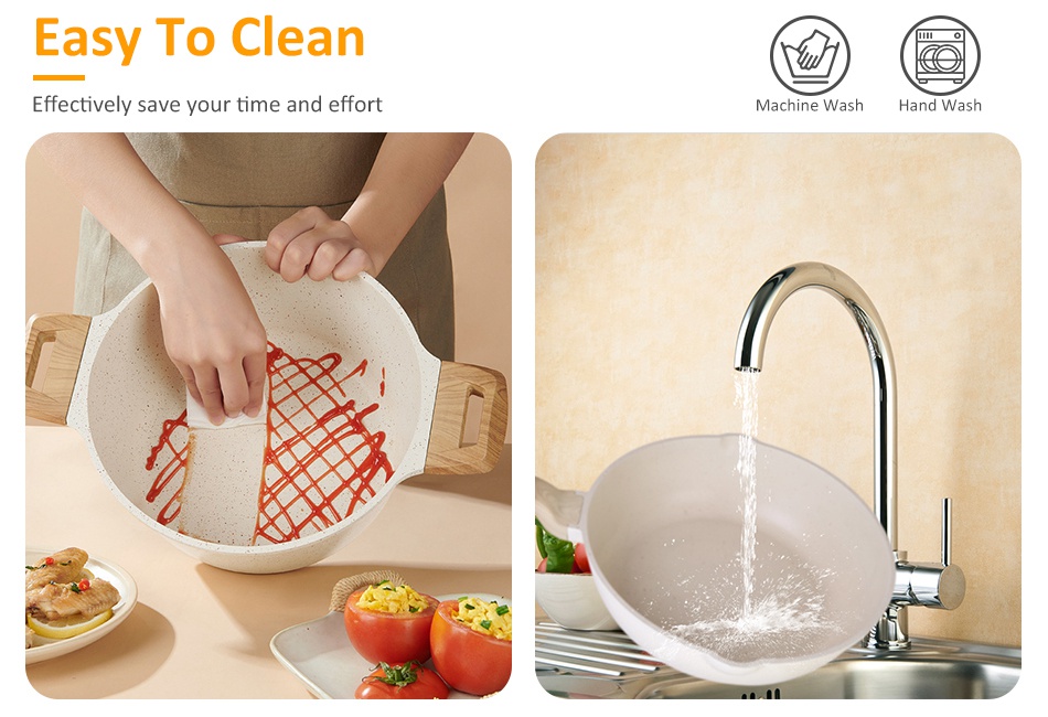 5 Pcs Kitchen Cookware Sets Granite Cookware Nonstick Cooking Set w/ Frying Pans
