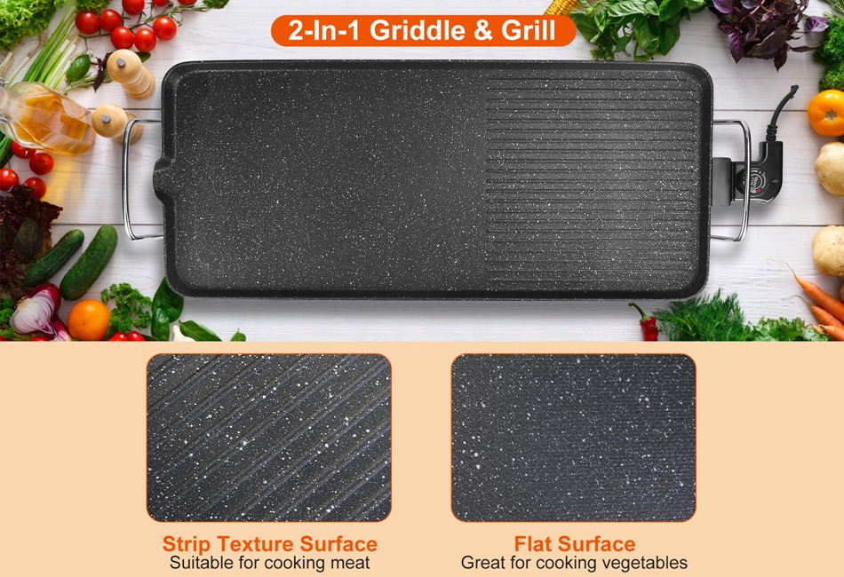1500W 1400W Electric BBQ Grill Griddle Indoor Barbecue Non-Stick Cooking Surface