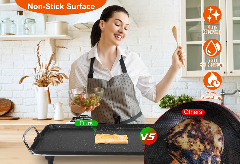 1500W 1400W Electric BBQ Grill Griddle Indoor Barbecue Non-Stick Cooking Surface