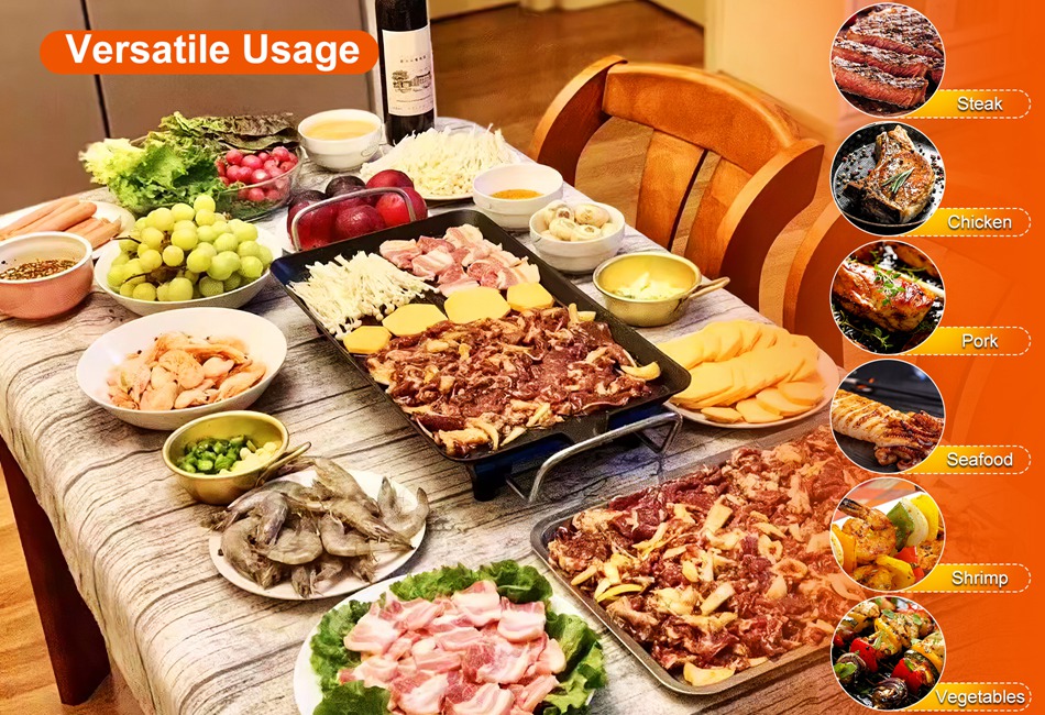 1500W 1400W Electric BBQ Grill Griddle Indoor Barbecue Non-Stick Cooking Surface