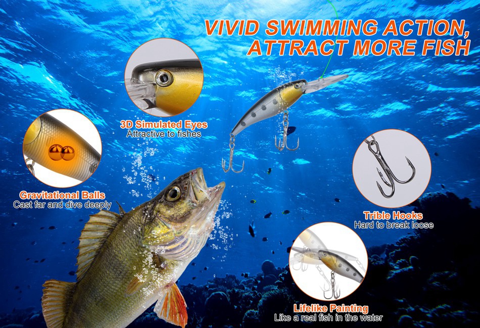 decorative repeller fishing lures HERCULES Shallow Diving Minnow Lures with Feather Tail,  HERCULES Fishing the striped green lure 9.5 x 3.5 inches Lil Reaper- Custom Colors $11.49