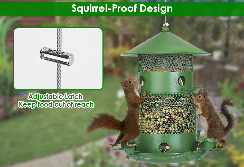 Buzzeap Metal Bird Feeder - 2.5lb Capacity Chew-Proof Feeder | Rust-Proof Outdoor Garden Decor