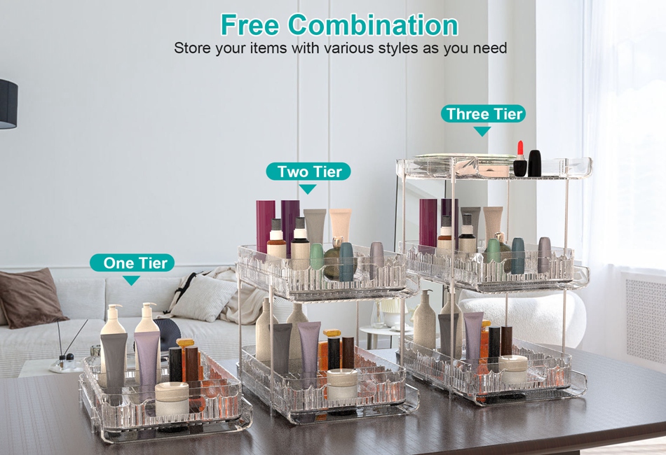 Clear Rack 2Packs Clear Rack Shelf Bathroom Rack Pull-Out Pantry Storage w ...