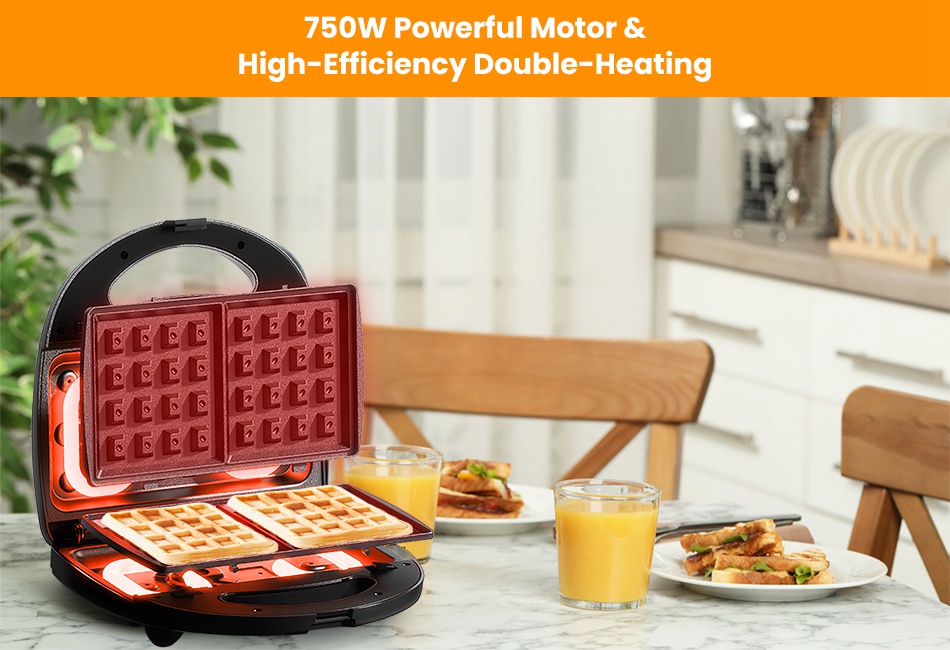 Electric Sandwich Maker for Cooking Breakfast Panini Press Grill Non-Stick Plate