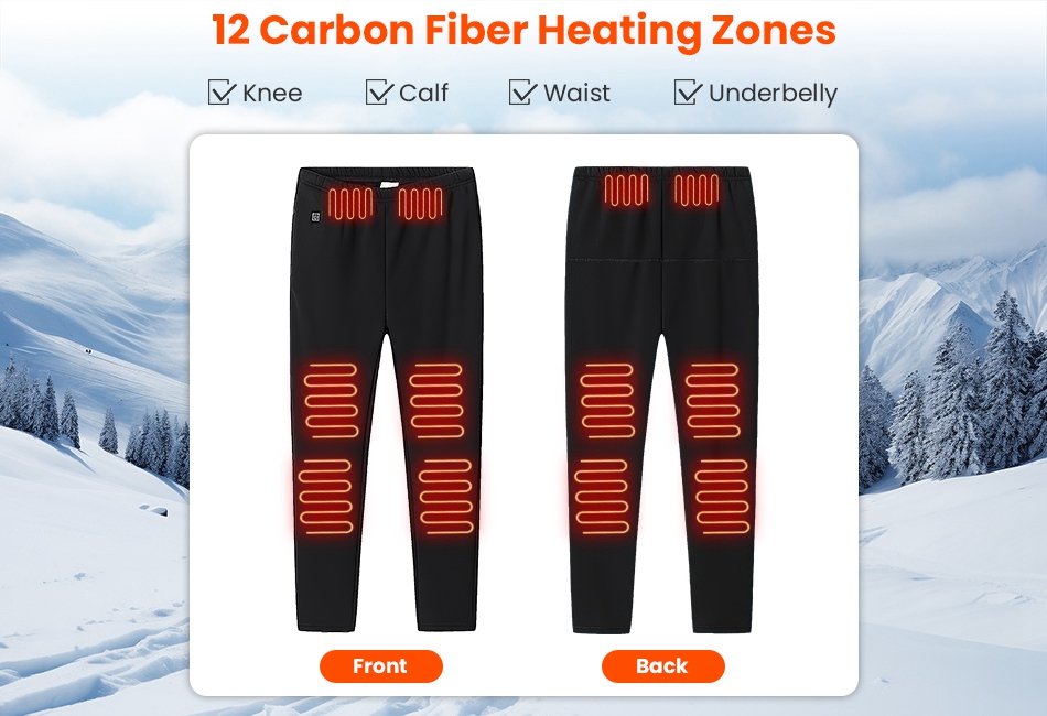 Heated Pants/Battery for Men Women Electric USB Zones Heating Trousers
