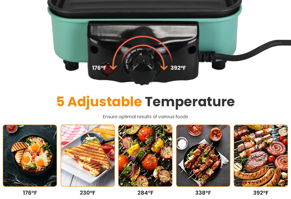 1500W Electric Indoor Grill  in1 Electric BBQ Gill w/ Grill Net Removable Plate