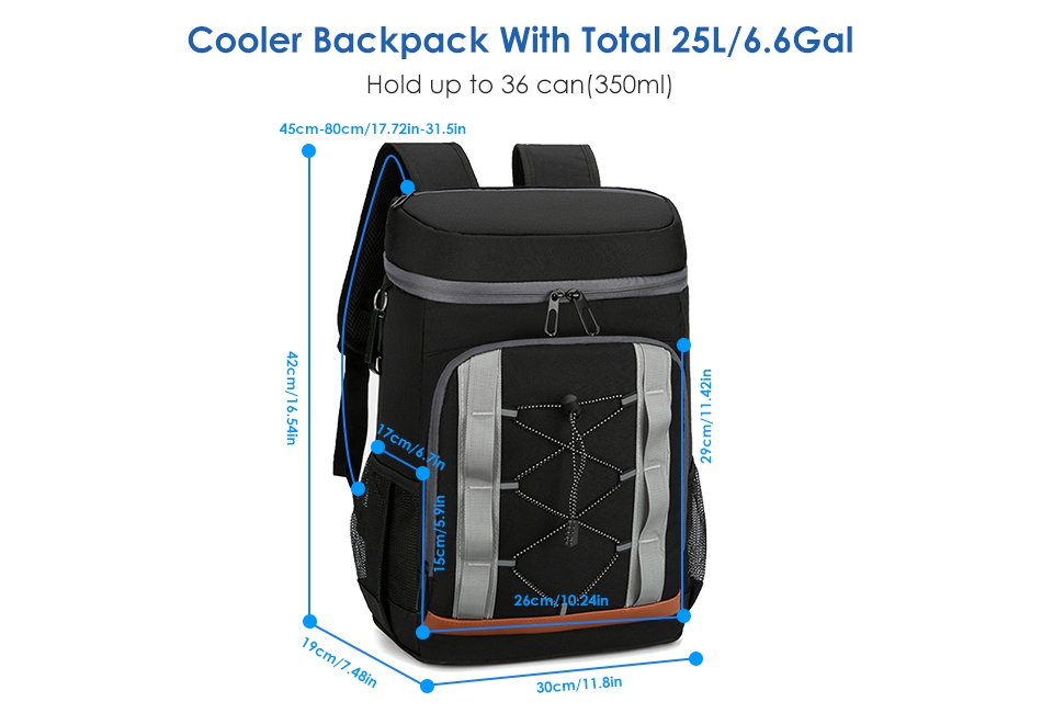 Leakproof Cooler Backpack 36 Can Insulated Soft Side Travel  display picture 1